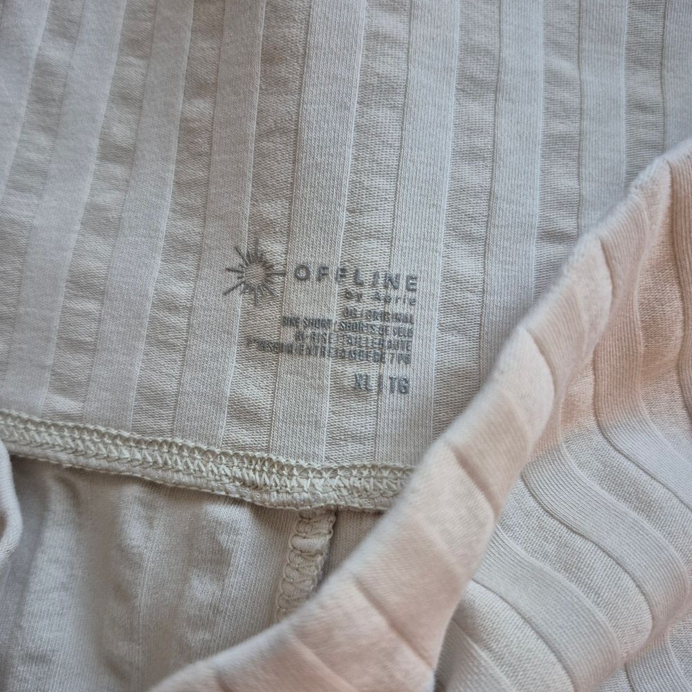 Aerie Womans Cream Ribbed Bike Shorts Xl - Picture 3 of 4